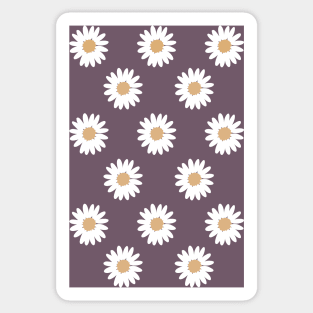 muted mauve purple neutral camel daisy flower floral pattern Sticker